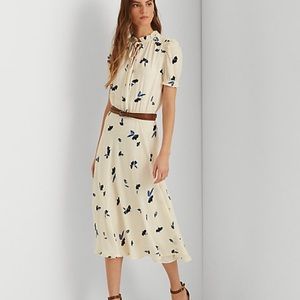 NWT - RALPH LAUREN - Floral Georgette Puff-Sleeve Dress - 14P